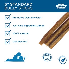 Best Bully Sticks 100% Natural 6-inch Bully Sticks (8oz. Bag)