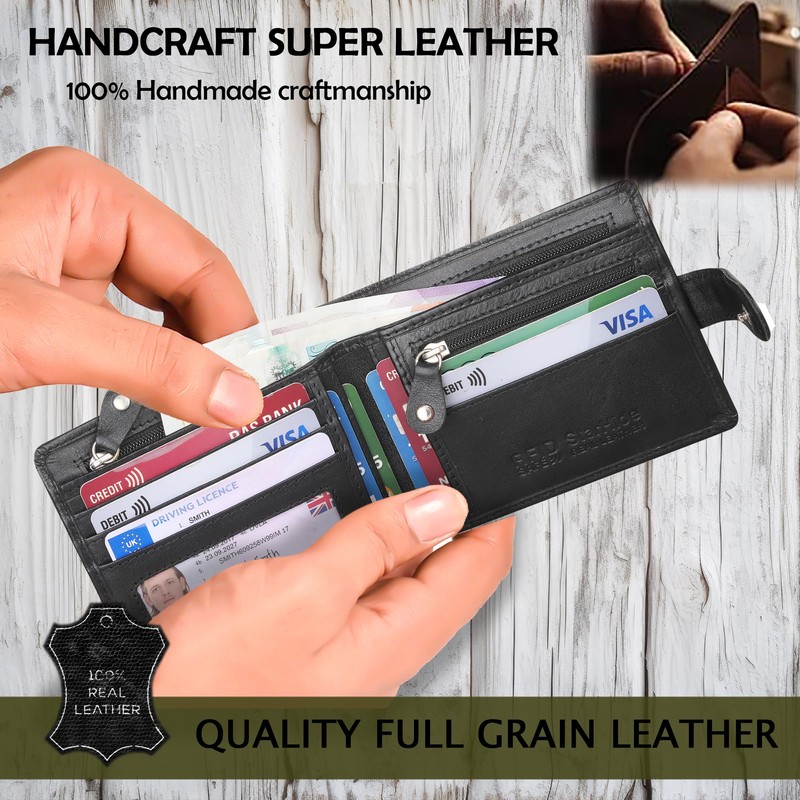 STARHIDE Mens RFID Blocking Slim Wallet Genuine VT Leather Billfold