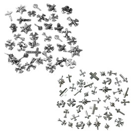 2 Sets Cross Nail Art Accessories, Retro Metal Nail Art Accessories, Punk Style Accessories, DIY Nail Art Materials