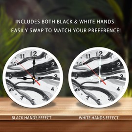 Abstract Wave Pattern Wall Clock Home Decor Modern Gray 10-Inch Wooden Wall Clock, Silent Movement, Battery Operated (AA Batteries Not Included), Artistic Home Decor, Perfect for Home Accents