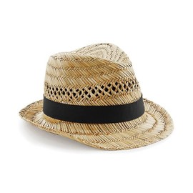 COOZO Mens Straw Summer Trilby - Natural - L-XL