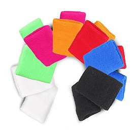 Mallofusa 7 Pair Mix-Color Soft Cotton Stretchy Sports Sweat Wristband Outdoor Activity Basketball Volleyball Football Tennis Exercise Wrist Sweatband