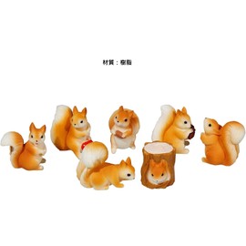 7 Mini Squirrels Figurine Resin Animal Figurine Mini Animal Fegua Small Squirrel Ornament Fairy Garden Accessories- Miniature Micro Ornaments Gardening Ornaments Garden Decor Landscape Ornaments Resin