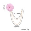 Pink Rose Lapel Pin Tassel Chain Brooch for Men -