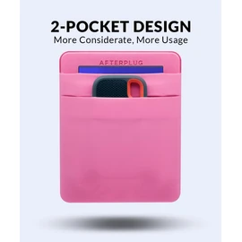 Afterplug 2-Pocket Adhesive Pouch for Laptop, Compatible with External 2.5" HDD, SSD, Magic Mouse, USB Cable and More - Pink