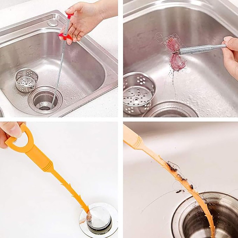 SYGELER Professional Drain Clog Remover Kit (3+1) - 90CM Stainless