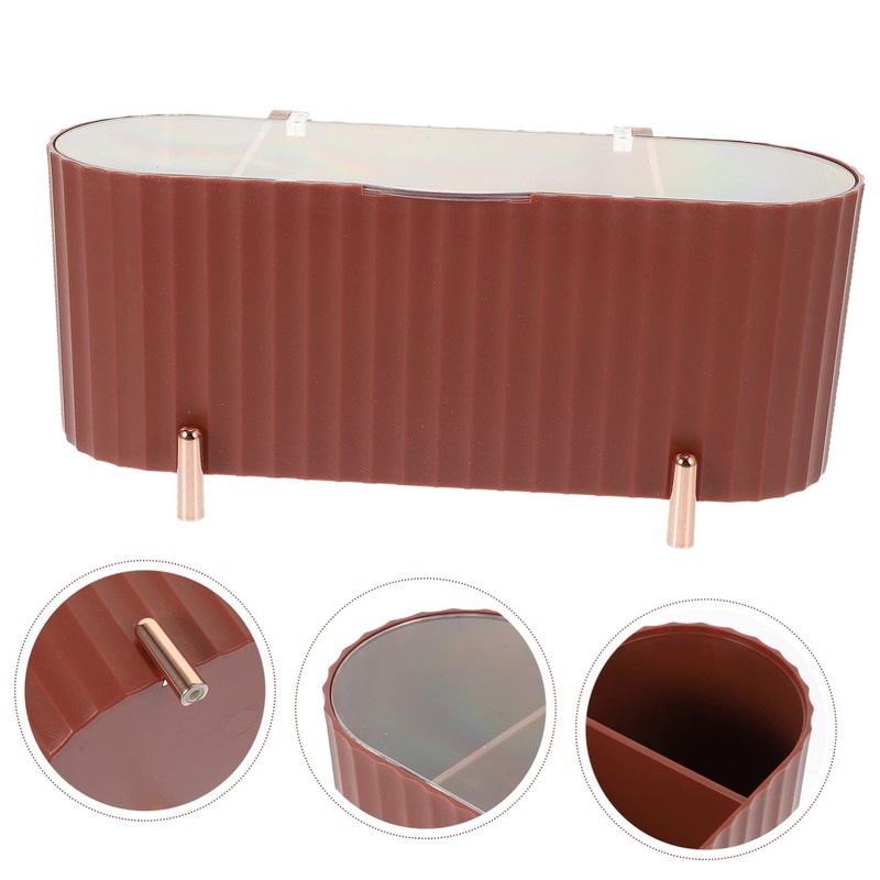 KONTONTY Makeup Cotton Pad Storage Box Dustproof Desktop Organizing Container
