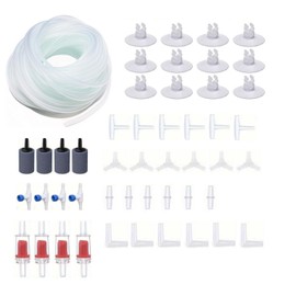 Taicols Standard Aquarium Air Pump Accessories Set, 314.96 inch Airline Tubing with 4 Air Stones, 4 Control Valves, 4 Check Valves, 12 Suction Cups, 24 Connectors, Fish Tank Accessories for Fish Tank