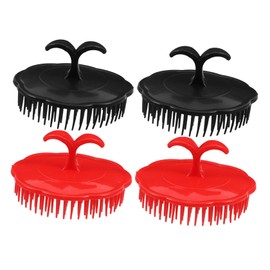 Ipetboom 4pcs Portable Hair Washing Brush with Soft Plastic Bristles Scalp Massager for Gentle Exfoliation and Lightweight Travel Friendly Palm Comb for Home Office Go Use