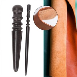 2pcs Ebony Wood Leather Craft Slicker Round Burnisher Leather Wood Edge Craft Slicker Polished Rods Edge Burnisher Slicker Tool Craft DIY Handworking Tool Burnisher Slicker Tool