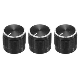 sourcing map 3pcs Potentiometer Knob Knurled Shaft Black Aluminum 6mm Shaft Dia. Rotary Knob 15mmx13mm Volume Control Knob