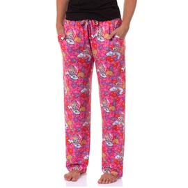 INTIMO SpongeBob SquarePants Pajama Pants Women's Sandy Cheeks and Flowers Sleep Lounge Bottoms for Adults (X-Large) Pink