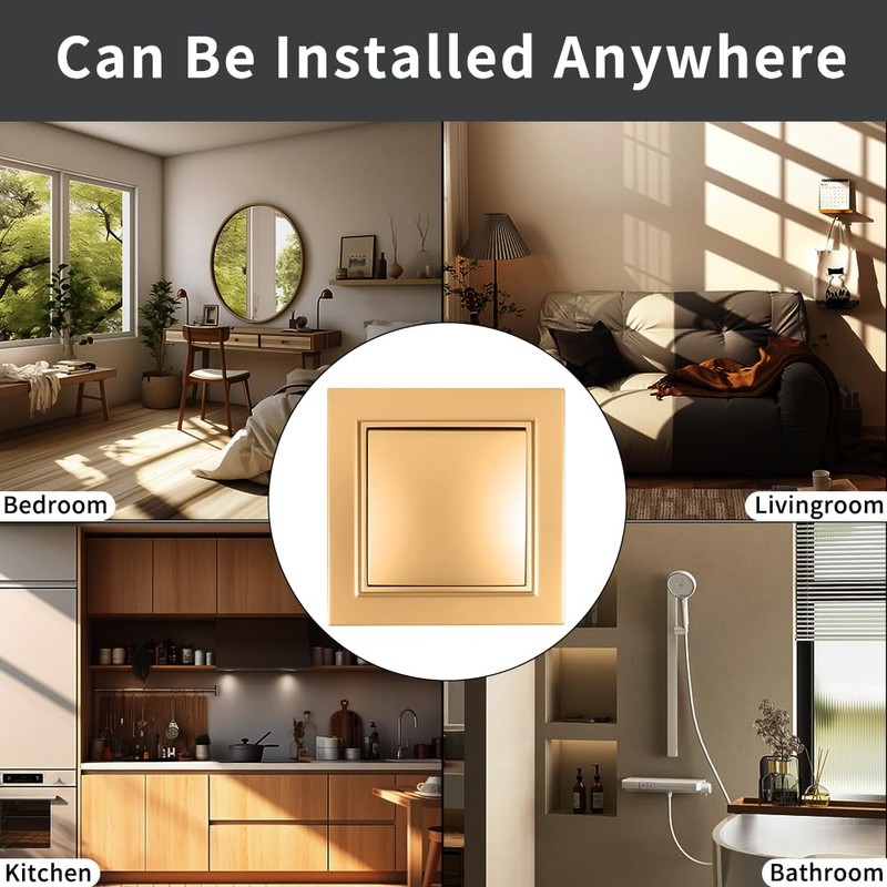 On/Off Switch, 1-Gang Gold Wall Switch, Mechanical Wall Switch 86