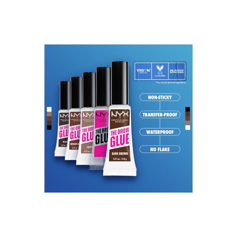 NYX Professional Makeup The Brow Glue, Tinted Eye Brow Gel,