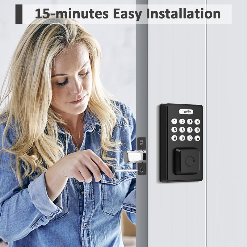 Tinewa Fingerprint Entry Door Lock, Exterior Smart Door Lock for