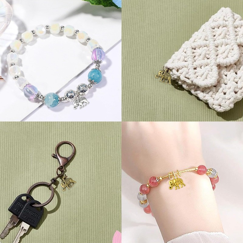 Ipotkitt 30Pcs/box Elephant Shape Alloy Charms Pendants Animal Charm Pendants