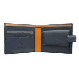VISCONTI Parma Collection Vincent Two Tone Gents Leather Bi-Fold Wallet RFID Blocking PM100 Blue/Mustard