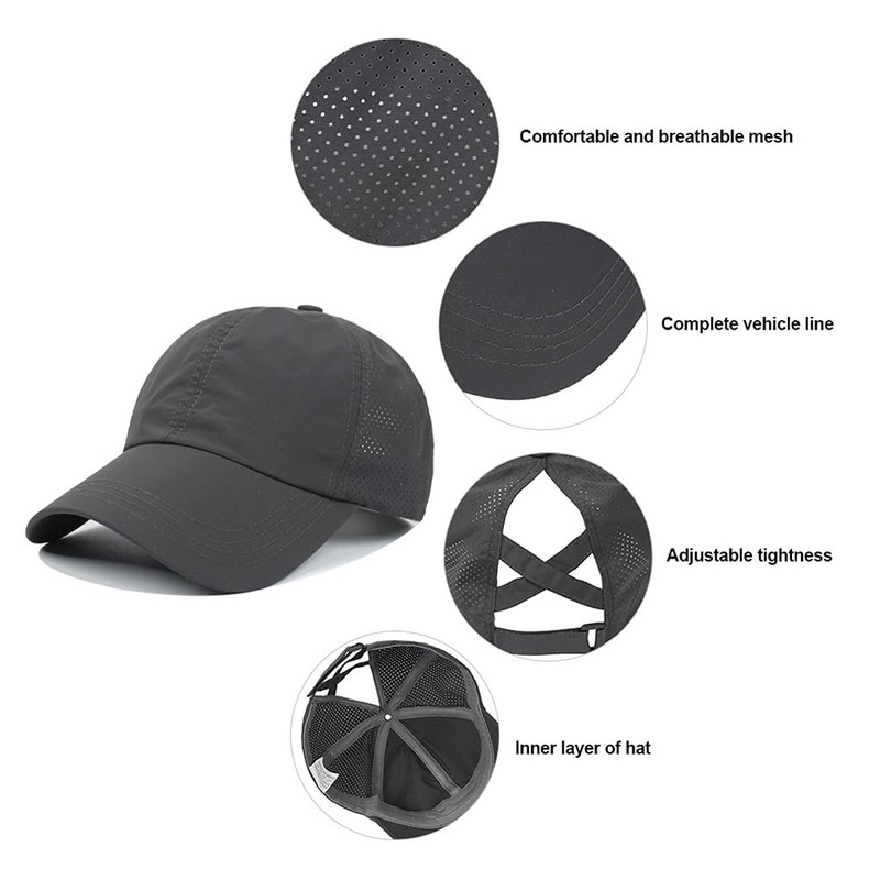 Hadwii Baseball Cap Women's Mesh Ponytail Baseball Hat Breathable Sun
