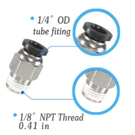 MSAEIQUN 1/4 Air hose fittings, Push to Connect Air fittings Male Straight 1/4 Inch Tube OD x 1/8 NPT Thread Fitting (Pack of 10)