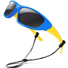 RIVBOS RBK003 Kids' Sunglasses, Polarized Lenses, Rubber Frame, UV Protection, Boys Sunglasses, Girls Sunglasses, blue (sky blue)