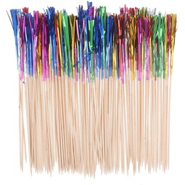 200Pcs Firework Cocktail Picks, BetterJonny Creative Foil Frills Firework Picks Cupcake Topper Toothpicks for Sandwich Appetizer Cocktail Sticks for Party Supplies