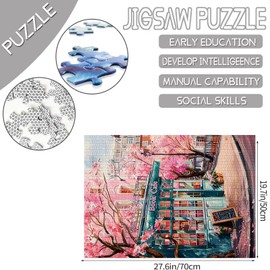 Book Cafe Jigsaw Puzzle 1000 Pieces Puzzles for Adults,Book Theme Library Jigsaw Puzzles for Challenging Family Activity Games Colorful London library Puzzle for Home Decor Gifts - 27 x 20 Inches