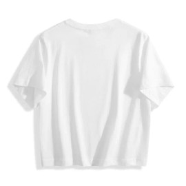 High Quality Women Crop Top T Shirts White 100% Cotton Workout Athletic Oversize Women Fashion Crop TopsSize: Xl, Color: Blue
