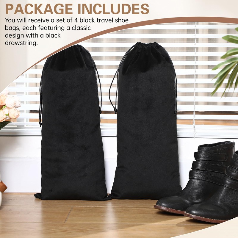 Amylove 4 Pcs Flannel Cloth Shoe Bags for Travel, 8