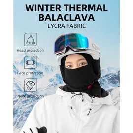 QUNATURE Balaclava Ski mask Winter Face Mask for Men & Women Windproof Fleece Thermal Ski Mask Breathable Neck Warmer Black