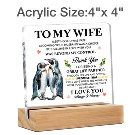 Romantic Thank You Gift for Wife - Clear Acrylic Desk Sign for Home Decor, 4 x 4 Inches