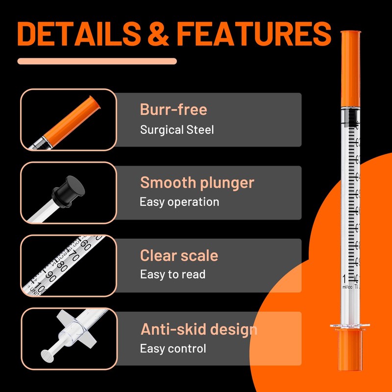 U-100 1mL Syringe 30Ga 1/2" 12.7mm Disposable Tools, Sterile Individually