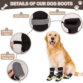 Dog Shoes, Dog Shoes for Large Dogs, Anti Slip Dog Boots & Paw Protectors for Winter Snowy and Summer Hot Pavement, 4 Pack Dog Booties Waterproof for Medium Large Small （Black Green 2）