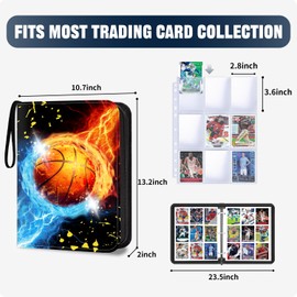 TsuiWah Basketball Card Binder 9-Pocket, Trading Card Binder, Sports Card Album Fits 900 Cards with 50 Removable Sleeves, Zipper Collectible Card Holder Organizer for Basketball, Sports Trading Cards