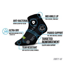 Thirty48 Low Cut Cycling Socks for Men and Women | Unisex Breathable Sport Socks (Large - Women 9-12 // Men 8-11, [3 Pairs] Black Mixed Color)