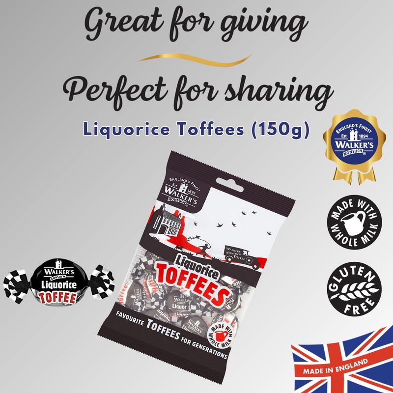 Walkers Nonsuch Liquorice Toffees Bag 5.29 Oz (Pack of 6)