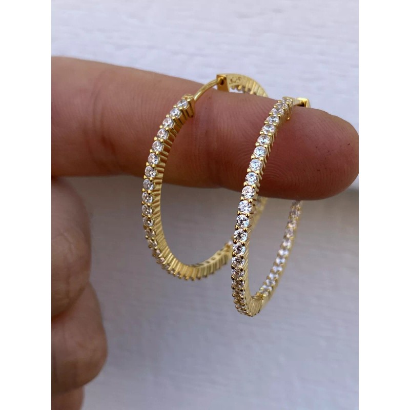 Harlembling 14k Gold Plated Solid 925 Sterling Silver Big CZ