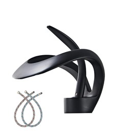 Black Bathroom Sink Faucet Waterfall Round Single Handle One Hole Vanity Basin Deck Mount Lavatory Brass Creative Hollowed Body Design