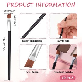 50 Pieces Angled Eyebrow Brushes Brow Tint Brush Flat Tapered Concealer Eyeshadow Applicators Sticks Disposable Eye Makeup Brushes