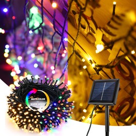 PhilzOps Christmas Tree Fairy Lights for Outdoors, 22 metres, 200 LEDs, Solar Fairy Lights for Outdoor, Warm White, Colourful, 8 Modes, Waterproof, Lights for Gardens, Parties, Balconies, Patios, Weddings, Gates, Yards, Trees, House as Decorations