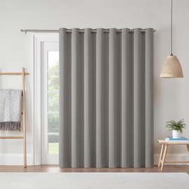 Eclipse Darrell Thermaweave Blackout Grommet Extra Wide 84" x 100" Sliding Patio Door Curtain Panel in Grey