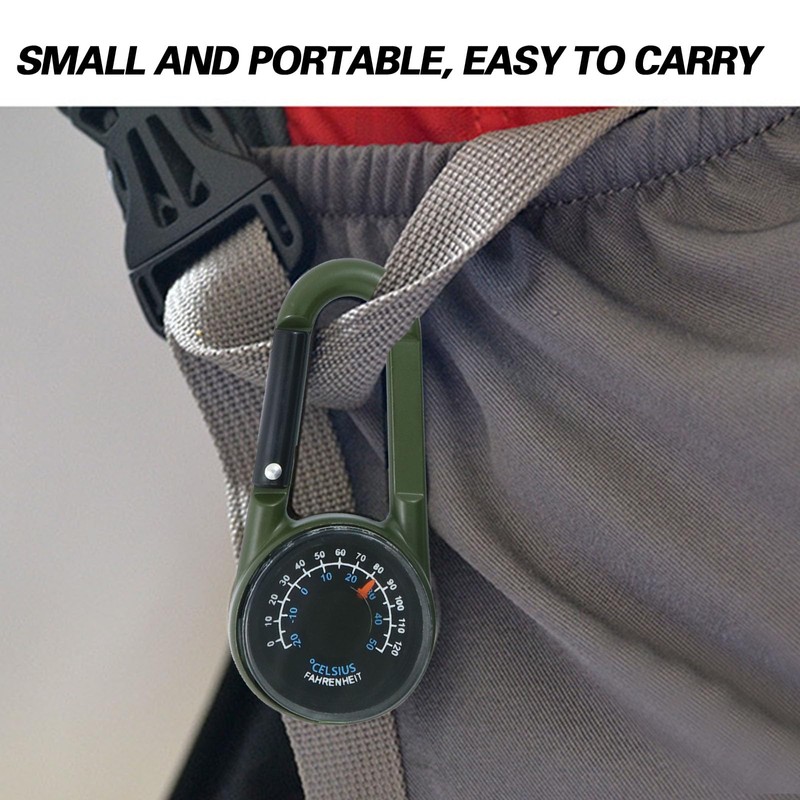 Compass with Carabiner Hook, Thermometer, Carabiner Hook, Mini Compass, Compass
