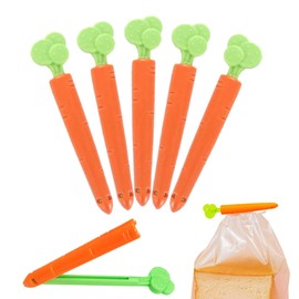 Cute Carrot-Shaped Food Bag Sealing Clips Plastic Chip Clips Plastic Food Bag Organizing, Pack of 5, Orange and Green
