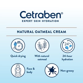 Cetraben Natural Oatmeal Cream Body Cream Dry Skin Moisturiser Suitable For Sensitive and EczemaProne Skin - 475g