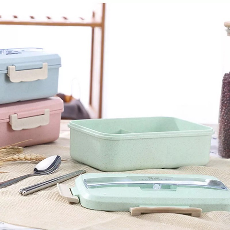 Maíz Contenedor Lonchera Box Lunch Topper Portatil + Cubiertos