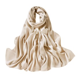 Lina & Lily Women's Silky Satin Scarf Shawl Wrap for Wedding Evening Dress (Beige)