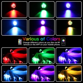 AMKI Updated 16W RGBW Fiber Optic Light Twinkle + Music Mode Mixed 295pcs 9.8ft Cables APP Remote Sound Control Car Home Starlight Headliner Star Ceiling Light Kit 0.03in 0.04in 0.06in Strands