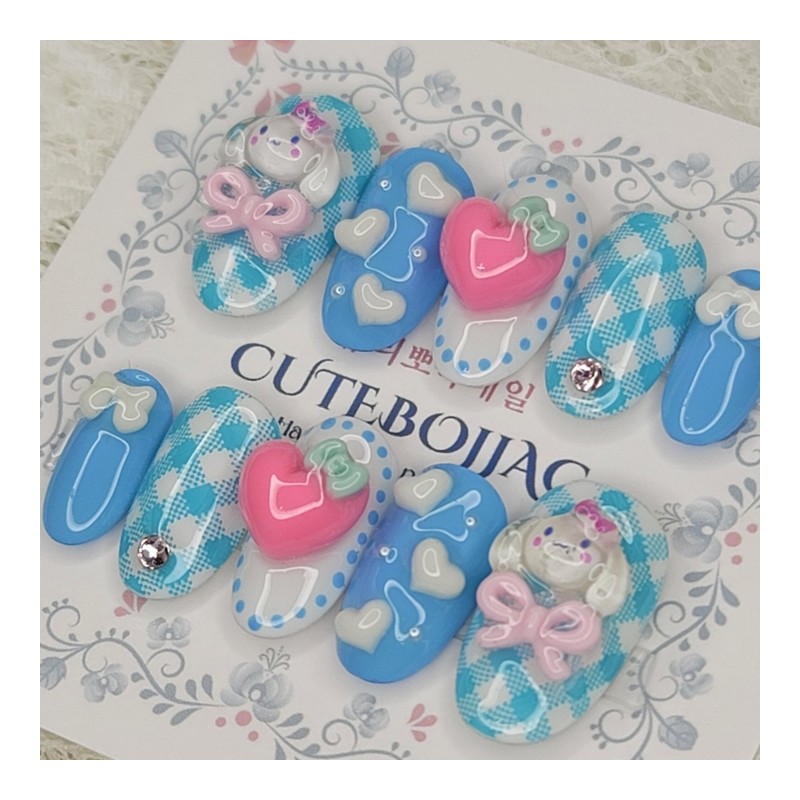 Mongsil Character Handmade Nail Tips - Oval S / 몽실