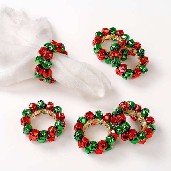 Getfitsoo Christmas Napkin Rings Set of 8, Thanksgiving Napkin Rings