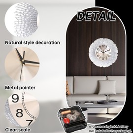 Wall Clock, Silent Hands Clock Petal Iron Creative Stereoscopic Wall Clock Living Room Minimalist Clock Entryway Beautiful Wall Decoration Rustproof Metal Wall Hanging 16 inch, Silver