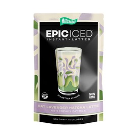 Matchabar Epic Iced Instant Latte Powder | Lavender Oat Matcha w/Oat Milk Base | Low Sugar, Non-Diary & Vegan Instant Iced Matcha Powder | Barista-Quality Creamy Latte Mix | 10 Servings